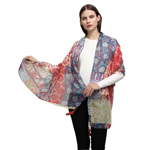 Yeieeo Women Scarf Soft Floral Printed Winter Fall Warm Cotton Scarves(Floral 6) - Image 5