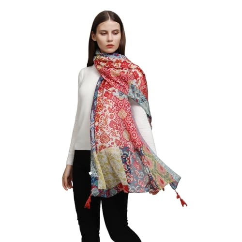 Yeieeo Women Scarf Soft Floral Printed Winter Fall Warm Cotton Scarves(Floral 6) - Image 2