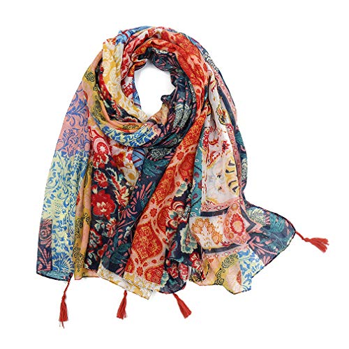 Yeieeo Women Scarf Soft Floral Printed Winter Fall Warm Cotton Scarves(Floral 6) - Image 1