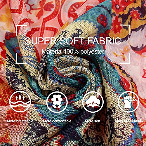 Yeieeo Women Scarf Soft Floral Printed Winter Fall Warm Cotton Scarves(Floral 6) - Image 3