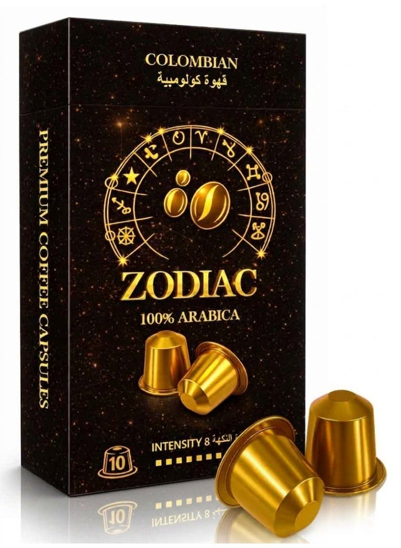 زودياك كبسولات قهوة زودياك كولومبيا أصل واحد، 100٪ أرابيكا، تحميص متوسط، كبسولات إسبريسو فاخرة، قهوة طازجة عالية الجودة - Image 1