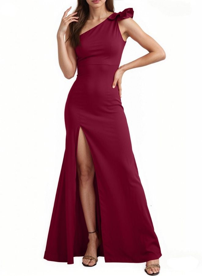 Tepveisoy Fashion Ladies Dress One Shoulder Bridesmaid Dress Banquet Evening Dress  - Image 1