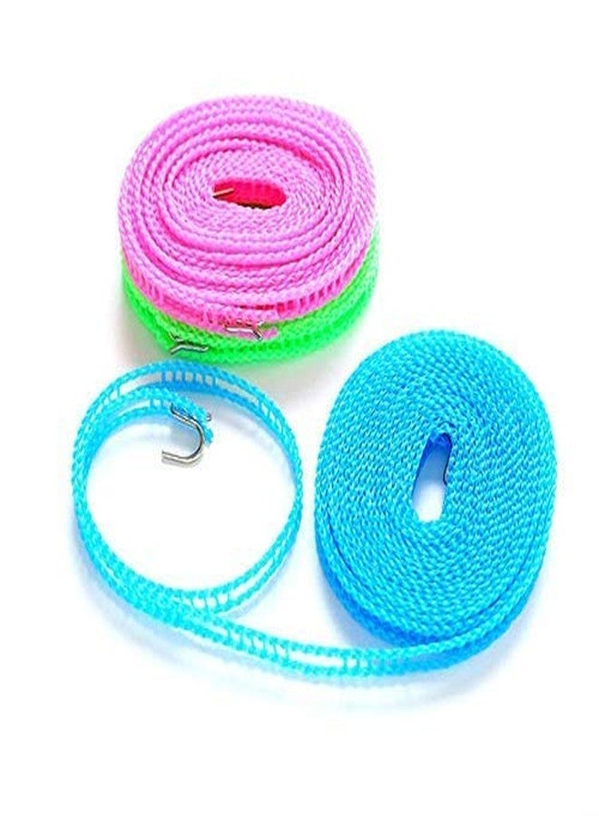 GONIPIMI 3 Meters Cloth Rope Hanging Rope Windproof Anti-Slip Clothes Washing Line Drying Nylon Rope with Hooks -1pc (Multicolor) - Image 1