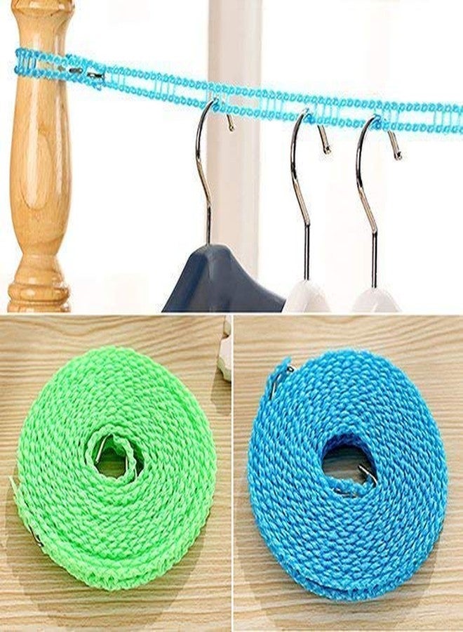 GONIPIMI 3 Meters Cloth Rope Hanging Rope Windproof Anti-Slip Clothes Washing Line Drying Nylon Rope with Hooks -1pc (Multicolor) - Image 2