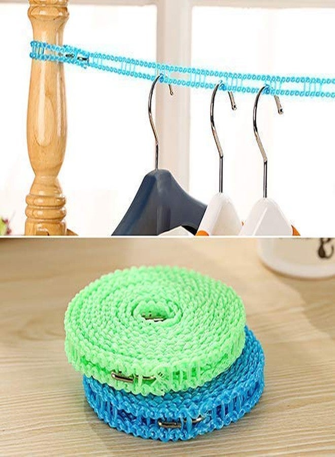 GONIPIMI 3 Meters Cloth Rope Hanging Rope Windproof Anti-Slip Clothes Washing Line Drying Nylon Rope with Hooks -1pc (Multicolor) - Image 3