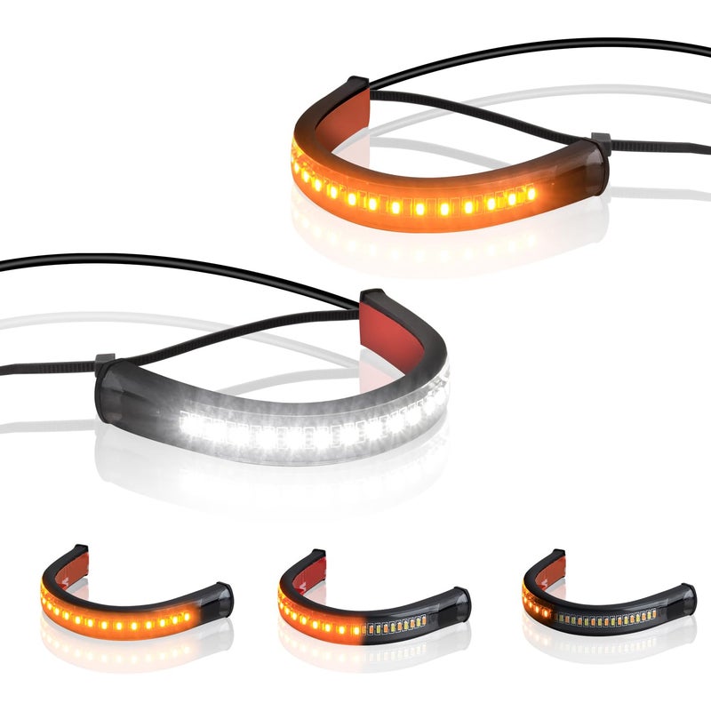 QUASCO Motorcycle Turn Signals Strip Flexible Universal 12V Led Blinkers Compatible with Harley Cafe Racer Dual Sport Dirt Bike