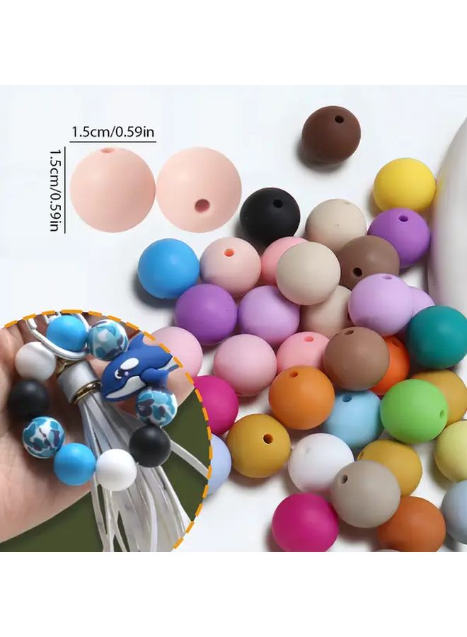 خرز سيليكون دائري 15 مم K16 12 قطعة إمدادات حرف صنع المجوهرات DIY - Image 2