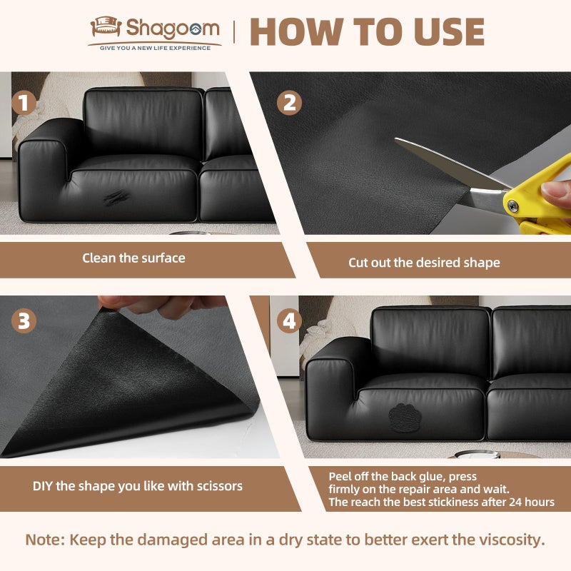 Shagoom Leather Repair Patch, 17X79 Inch Repair Patch Self Adhesive Waterproof, DIY Large Vinyl Patches for Couches, Furniture, Kitchen Cabinets, Wall ï¼ˆGrey, 17X79 Inchï¼‰ - Image 5