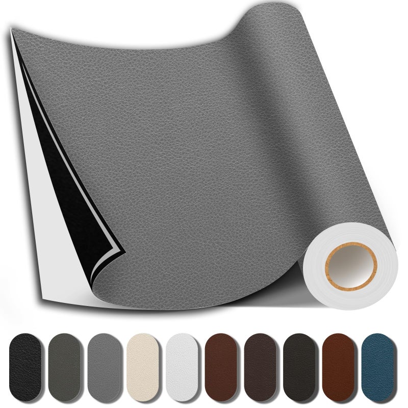 Shagoom Leather Repair Patch, 17X79 Inch Repair Patch Self Adhesive Waterproof, DIY Large Vinyl Patches for Couches, Furniture, Kitchen Cabinets, Wall ï¼ˆGrey, 17X79 Inchï¼‰ - Image 1