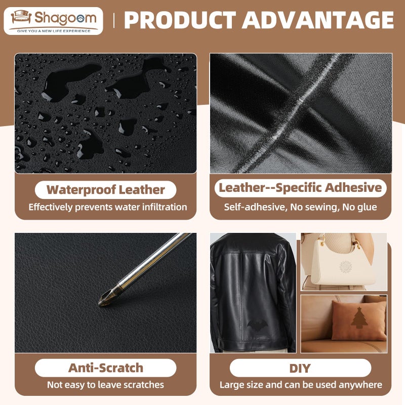 Shagoom Leather Repair Patch, 17X79 Inch Repair Patch Self Adhesive Waterproof, DIY Large Vinyl Patches for Couches, Furniture, Kitchen Cabinets, Wall ï¼ˆGrey, 17X79 Inchï¼‰ - Image 4