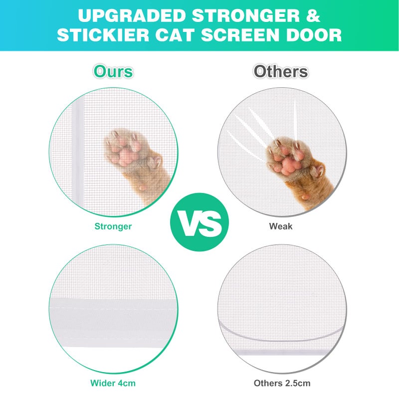 Mypin Reinforced Cat Screen Door, 35.5X82â€ Heavy Duty Pets Proof Screen Door with Bilateral Zipper, Prevent Dogs Cats Running Out from Home, Bedroom, Living Room, Kitchen Patio Doo - Image 3