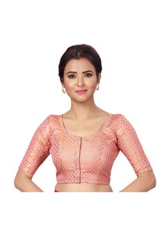 Studio Shringaar Studio Shringaar Women's Readymade Brocade Saree Blouse with Elbow Length Sleeves (2157-Light Pink, 38)  - Image 1