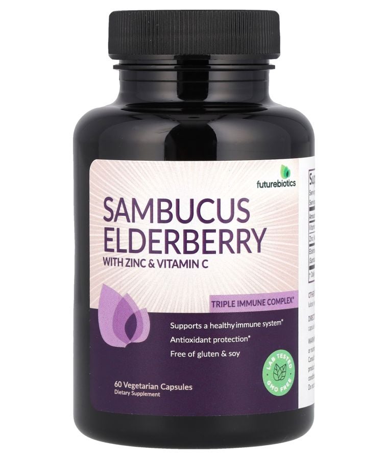 Futurebiotics Sambucus Elderberry with Zinc & Vitamin C 60 Vegetarian Capsules