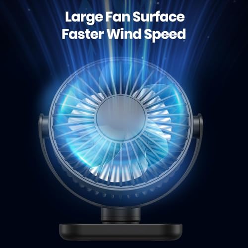 TOPK USB Portable Fan 5.9 Inch Small Table Fan with 3 Speed Settings, 360° Adjustable Head, Detachable & Washable, Mini Desk Standing Fan for Home, Kitchen, Office, Library (Black) - Image 3