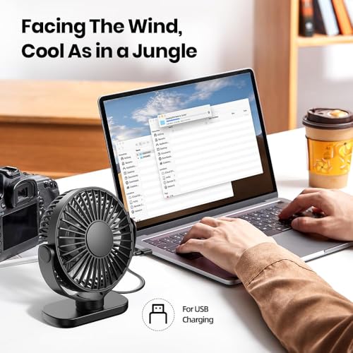 TOPK USB Portable Fan 5.9 Inch Small Table Fan with 3 Speed Settings, 360° Adjustable Head, Detachable & Washable, Mini Desk Standing Fan for Home, Kitchen, Office, Library (Black) - Image 5