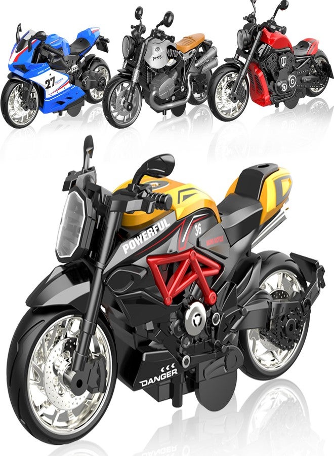 Voccim 4 PCS Friction Powered Motorcycle Toys - 1:12 Scale Pull Back Kids Toy Cars,Diecast Collection Gift for Boys Girls Age 3 Above Years Old Birthday Christmas - Image 1