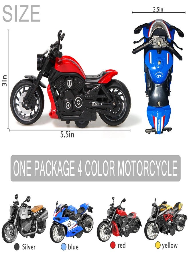 Voccim 4 PCS Friction Powered Motorcycle Toys - 1:12 Scale Pull Back Kids Toy Cars,Diecast Collection Gift for Boys Girls Age 3 Above Years Old Birthday Christmas - Image 4