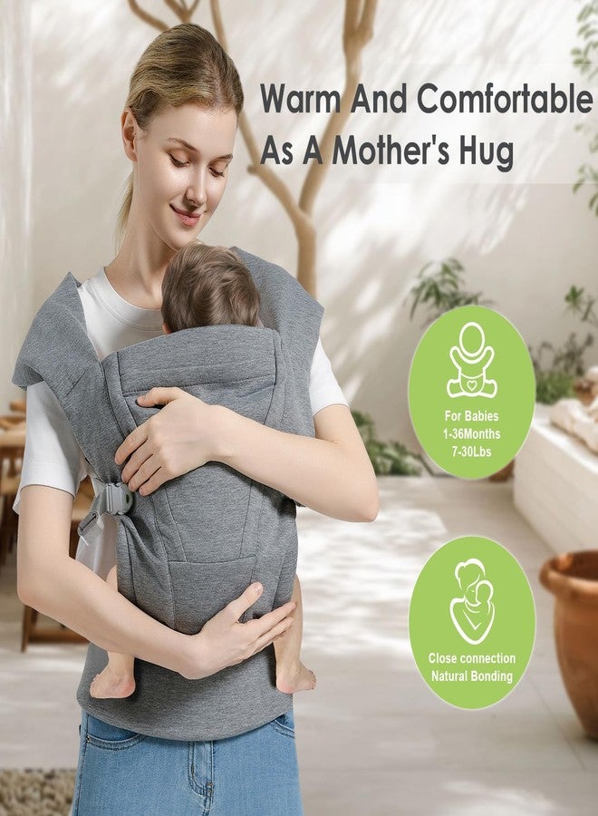 MISSWISDOM Baby Carrier Newborn to Toddler Baby Wraps Carriers(7-30lbs), Newborn Carrier with Head Support, Infant Holder Carrier with Enhanced Lumbar Support, Light Grey - Image 2