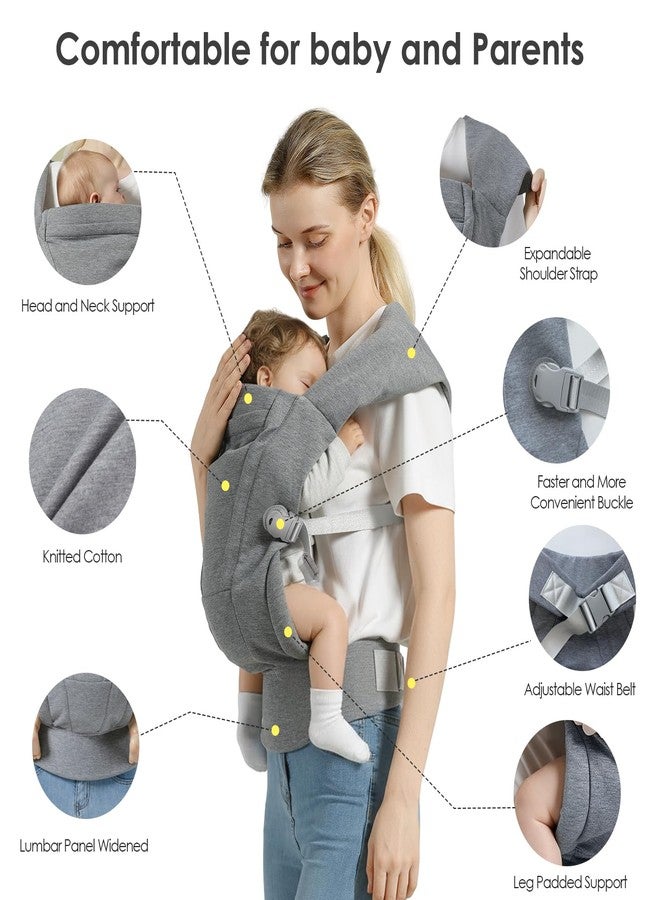 MISSWISDOM Baby Carrier Newborn to Toddler Baby Wraps Carriers(7-30lbs), Newborn Carrier with Head Support, Infant Holder Carrier with Enhanced Lumbar Support, Light Grey - Image 4