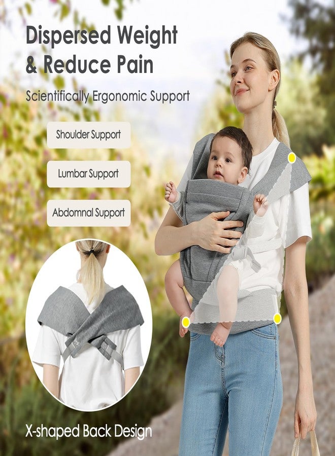 MISSWISDOM Baby Carrier Newborn to Toddler Baby Wraps Carriers(7-30lbs), Newborn Carrier with Head Support, Infant Holder Carrier with Enhanced Lumbar Support, Light Grey - Image 3
