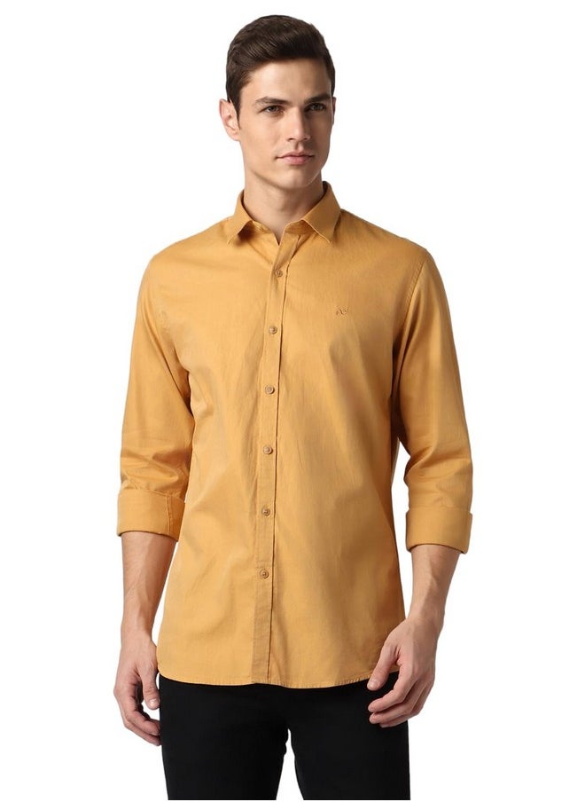 Peter England Peter England Men's Slim Fit Full Sleeve Branded Casual Shirt | 100% Cotton | Premium Twill Weave Brown  - Image 1