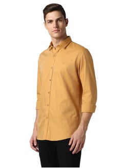 Peter England Peter England Men's Slim Fit Full Sleeve Branded Casual Shirt | 100% Cotton | Premium Twill Weave Brown  - Image 2
