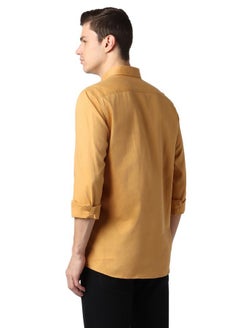 Peter England Peter England Men's Slim Fit Full Sleeve Branded Casual Shirt | 100% Cotton | Premium Twill Weave Brown  - Image 3
