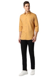 Peter England Peter England Men's Slim Fit Full Sleeve Branded Casual Shirt | 100% Cotton | Premium Twill Weave Brown  - Image 5