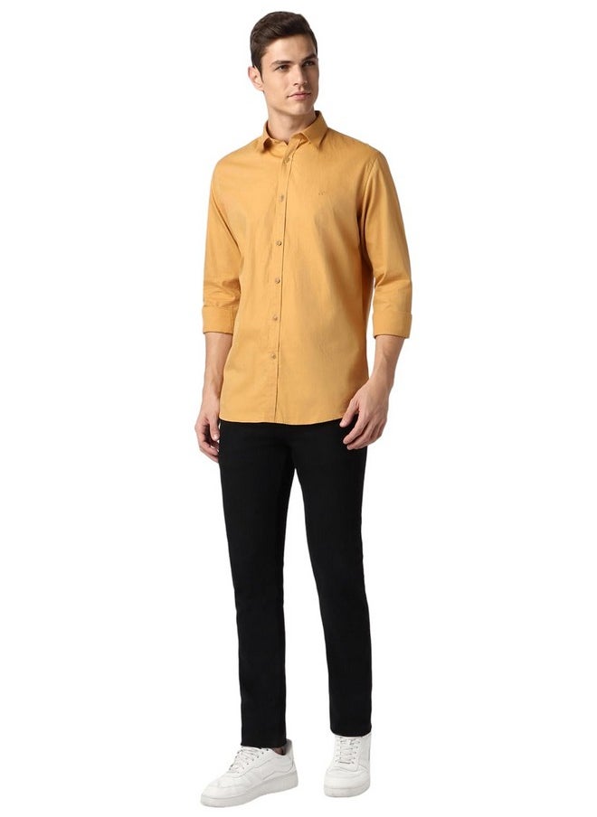 Peter England Peter England Men's Slim Fit Full Sleeve Branded Casual Shirt | 100% Cotton | Premium Twill Weave Brown  - Image 5