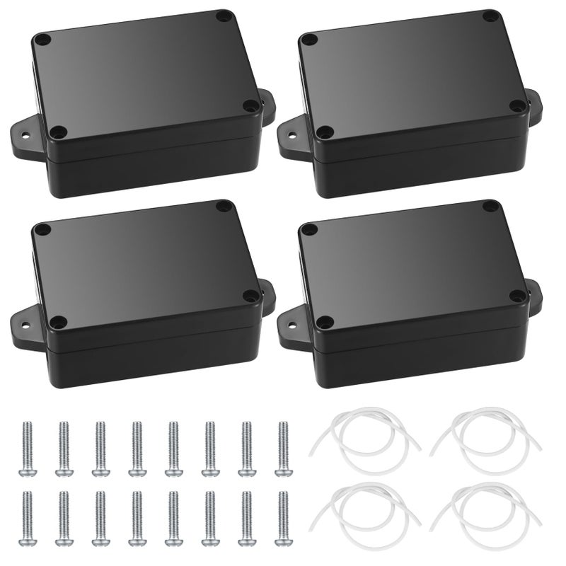 Fulushouxi Project Box, 4pcs Junction Boxes, IP65 Waterproof Electrical Boxes, ABS Plastic Dustproof Electrical Project Case Power Junction Boxes with Fixed Ear for Outdoor Electronics - 3.3x2.3x1.37 - Image 1