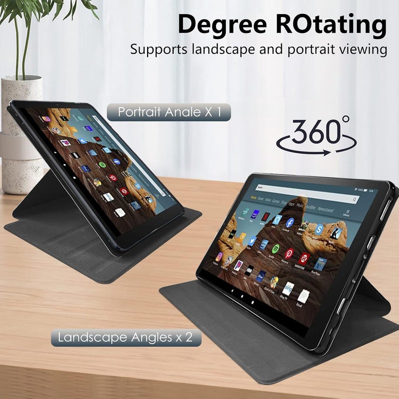 غلاف لجهاز All-New Fire 7 Tablet، مقاس 7 بوصة الإصدار الثاني عشر (إصدار 2022)، حامل قابل للطي ودوران 360 درجة + تعديل متعدد الزوايا، مع وظيفة النوم/الإيقاظ التلقائي لجهاز Amazon fire 7 Tablet، تصميم Nature Mountain Forest - Image 3