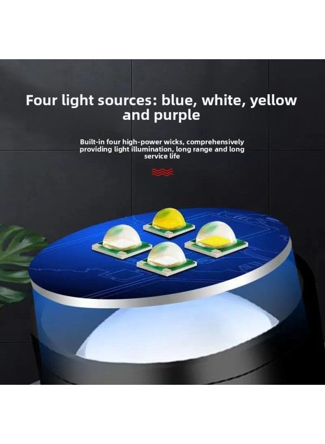 إسكدنيا Four-light Source Zoom Fishing Lamp Purple Light Fishing Lamp Charged Display Strong Light Flashlight Charging High-power Night Fishing Lamp 99-Color:No. 1 Black Eagle Four Light-fishing Chair Frame - Image 3