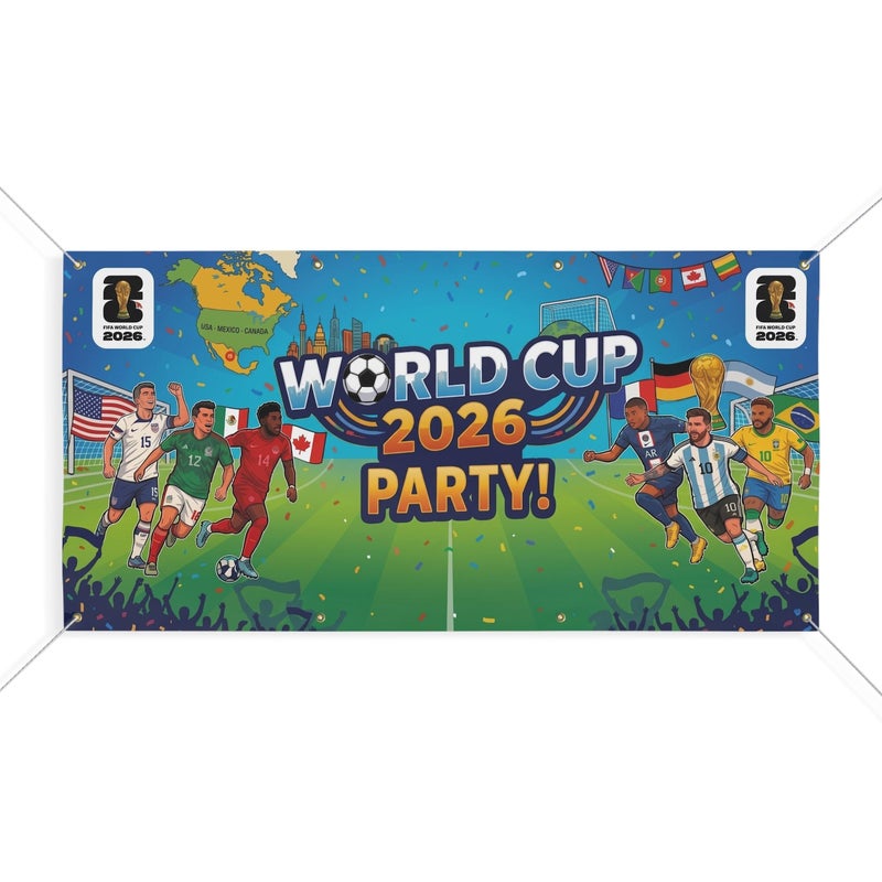 ARS FIFA World Cup 2026 Banner Wall Art, Party, Party Backdrop, Football Party – Premium Fabric Poster, Banner, Large Banner, Durable Weather-Resistant Hanging Banner with Metal Rings for Indoor & Outdoor Decoration - Image 1