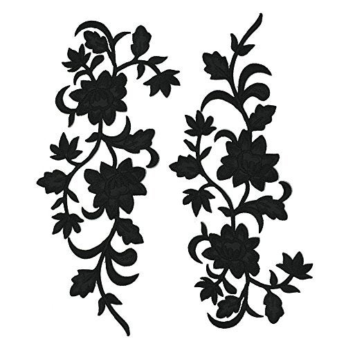 ZALALAA 2pcs Flowers Iron On Patches Garment Applique Embroidery DIY Accessory Cheongsam Skirt Clothes (Blue A, Size A) - Image 1