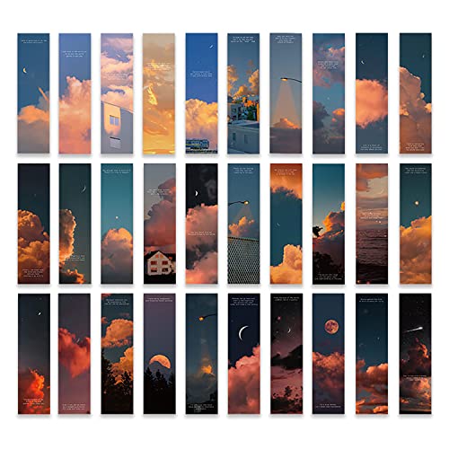 Doraking 30PCS Vintage Scenery Theme Paper Bookmarks for Book Lovers Boxed Bookmarks Set Sky - Image 1
