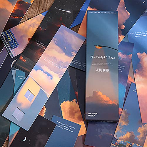 Doraking 30PCS Vintage Scenery Theme Paper Bookmarks for Book Lovers Boxed Bookmarks Set Sky - Image 3