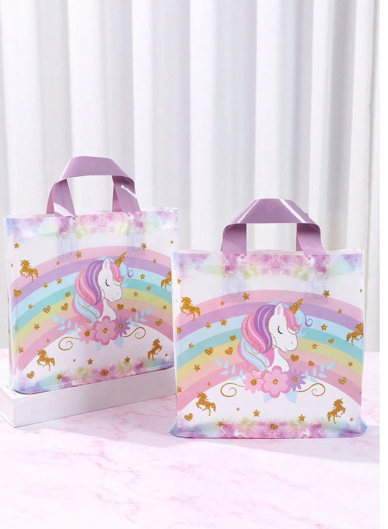 اكياس توزيعات هدايا بلاستيك بتصميم وحيد القرن 10  اكياس لحفلات اعياد  الميلاد و جميع المناسبات - Image 1