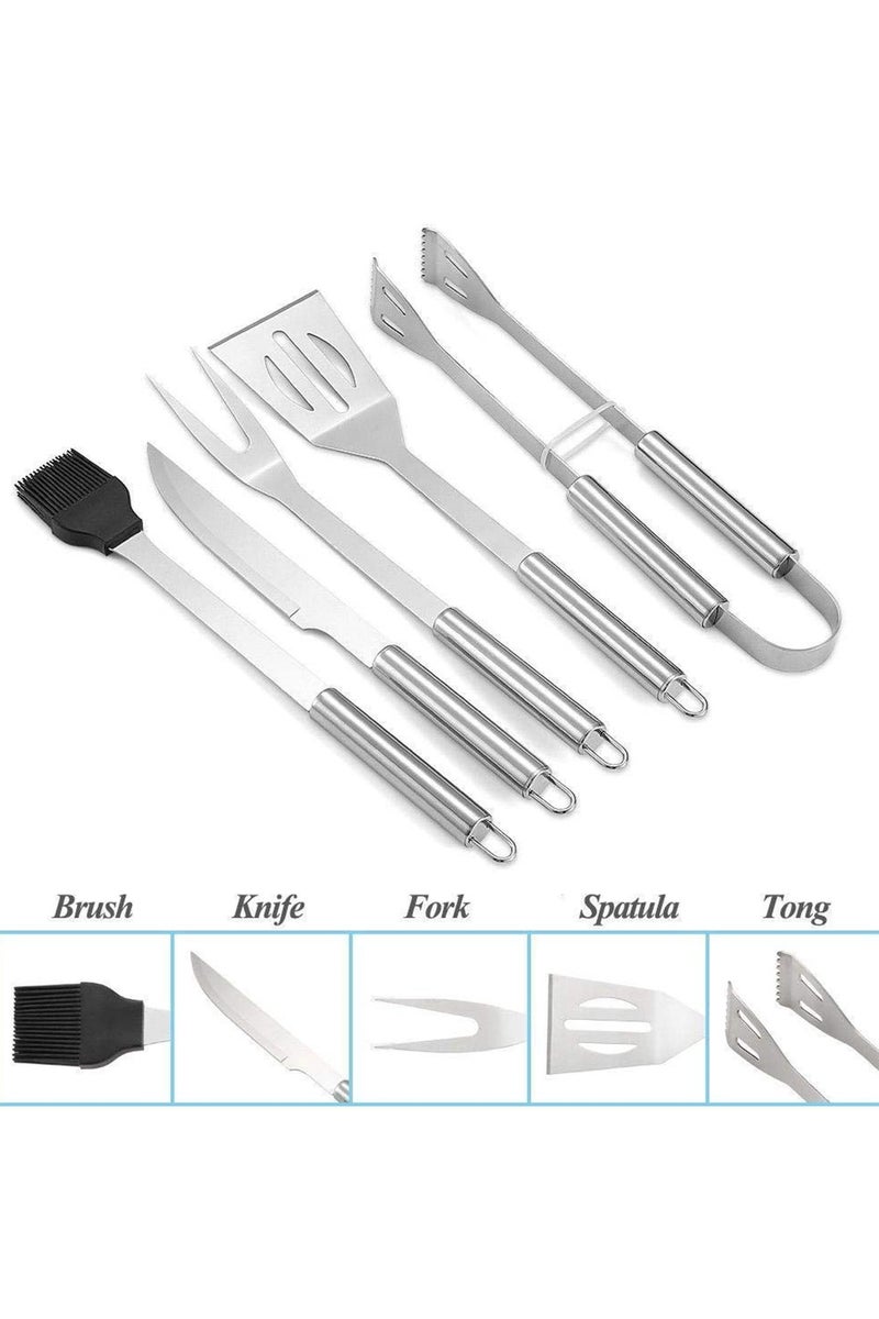 9pcs BBQ Tool Set Stainless Steel Barbecue Grilling Tools for Outdoor Camping Cooking with Carrying Bag Grill Accessories Kit for Backyard Picnic Party - Image 4