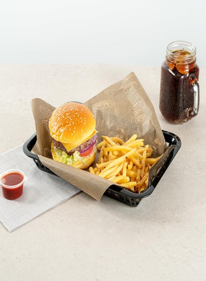 ريستورنت وير سلال تقديم الوجبات السريعة من ريستورانت وير، عبوة من 10 قطع، مستطيلة الشكل، مصنوعة من البلاستيك، مقاس 11.8 × 8.47 بوصة، قابلة لإعادة الاستخدام، آمنة للاستخدام في الميكروويف وغسالة الصحون، لون أسود، مناسبة لتقديم اللفائف والسندويشات والبرغر. - Image 3