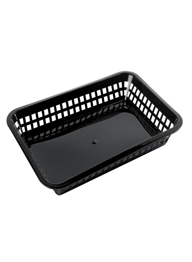 ريستورنت وير سلال تقديم الوجبات السريعة من ريستورانت وير، عبوة من 10 قطع، مستطيلة الشكل، مصنوعة من البلاستيك، مقاس 11.8 × 8.47 بوصة، قابلة لإعادة الاستخدام، آمنة للاستخدام في الميكروويف وغسالة الصحون، لون أسود، مناسبة لتقديم اللفائف والسندويشات والبرغر. - Image 1