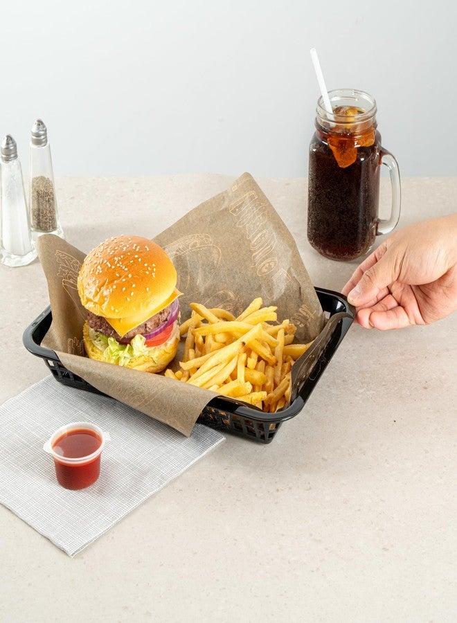 ريستورنت وير سلال تقديم الوجبات السريعة من ريستورانت وير، عبوة من 10 قطع، مستطيلة الشكل، مصنوعة من البلاستيك، مقاس 11.8 × 8.47 بوصة، قابلة لإعادة الاستخدام، آمنة للاستخدام في الميكروويف وغسالة الصحون، لون أسود، مناسبة لتقديم اللفائف والسندويشات والبرغر. - Image 5