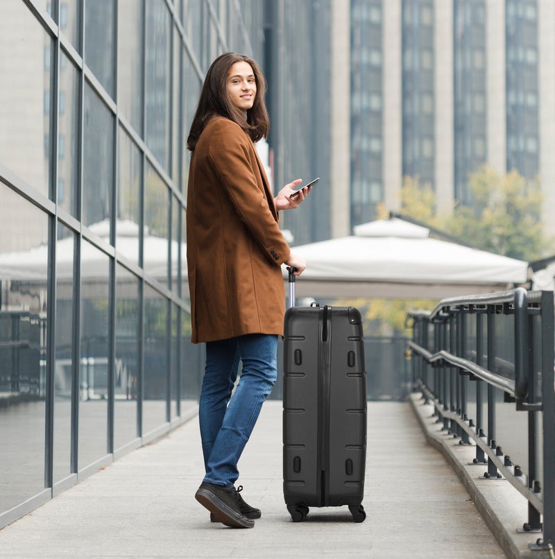 SENATOR Hard Case Travel Bags Trolley Luggage Set of 4 ABS Lightweight Suitcase with 4 Spinner Wheels A1012, Black - Image 3