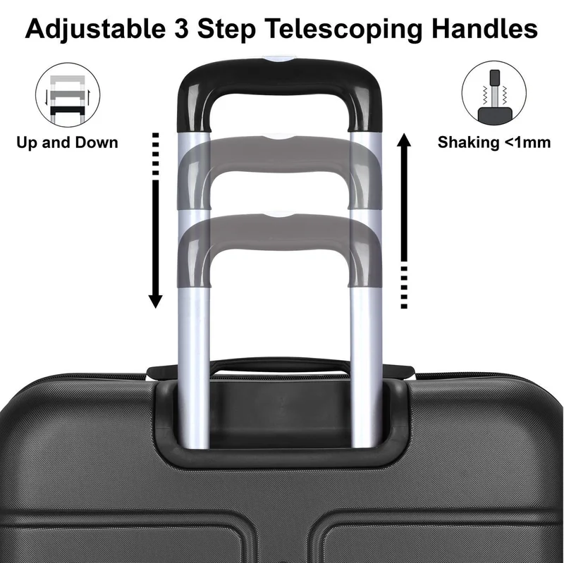 Senator Black Hard Case Travel Bags Trolley Luggage Set of 4 ABS Lightweight Suitcase with 4 Spinner Wheels A1012, Black  | Best Price UAE
