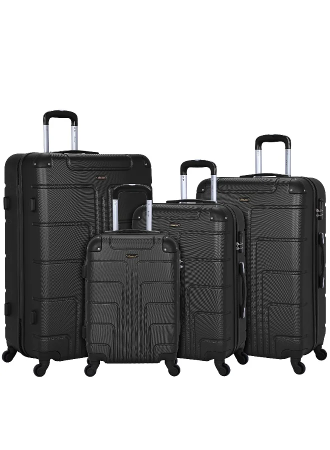 SENATOR Hard Case Travel Bags Trolley Luggage Set of 4 ABS Lightweight Suitcase with 4 Spinner Wheels A1012, Black