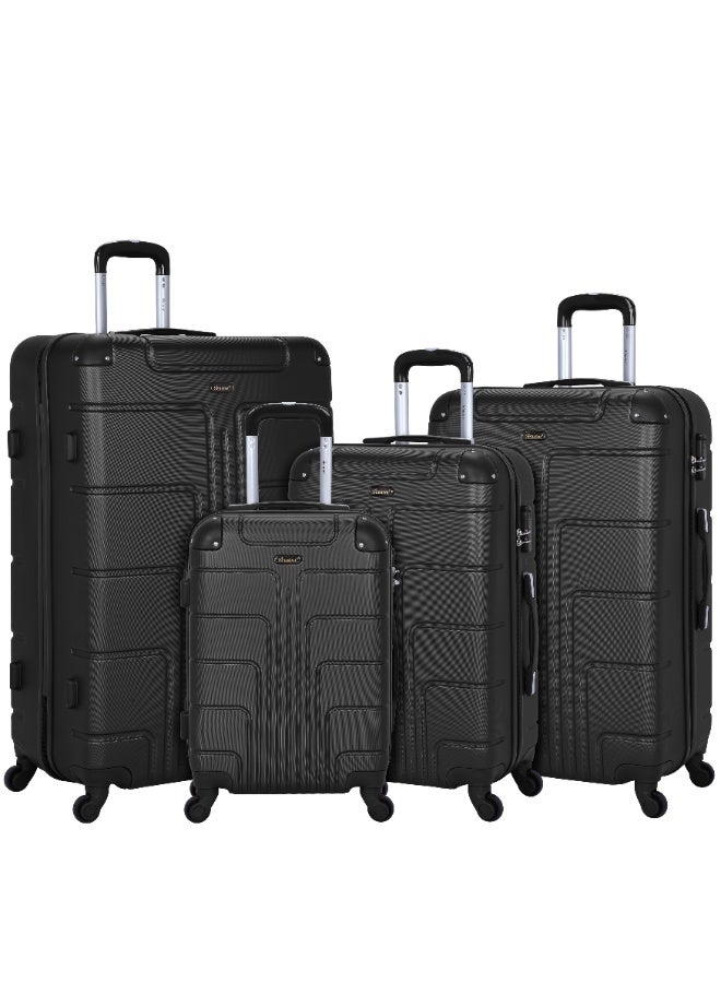 SENATOR Hard Case Travel Bags Trolley Luggage Set of 4 ABS Lightweight Suitcase with 4 Spinner Wheels A1012, Black - Image 1