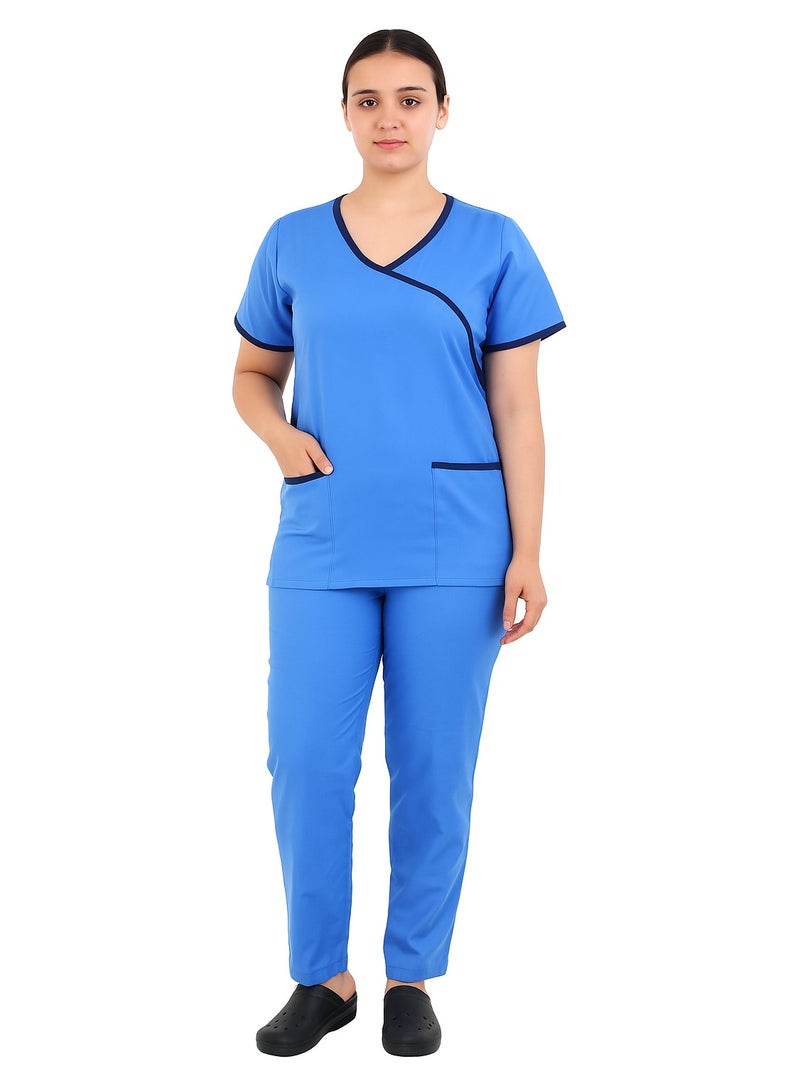 Rannah's Uniform Exquisite Scrub Set Uniform for Women, Beautician, Housemaid, Nurse with Piping - Image 1