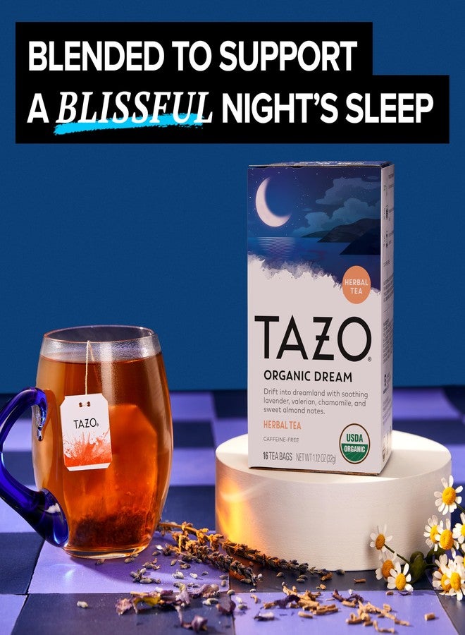 TAZO Organic DREAM Herbal Tea Bags, Caffeine-Free Bedtime Tea, Relaxing Chamomile and Lavender Blend, 16 Total Tea Bags - Image 4