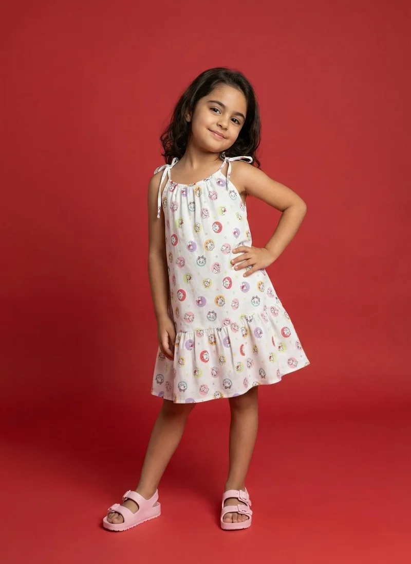 Nautinati Girls' Disney Marie Cat All over Printed A-line Strappy Drop-waist Dress