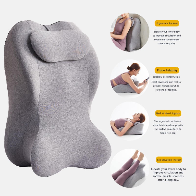 StarAneer Memory Foam Ergonomic Wedge Pillow & Reading Pillow â€“ Orthopedic Support for Neck, Back & Legs â€“ Ideal for Sleeping, Elevating & Pressure Relief â€“ Removable Washable Cover - Image 2