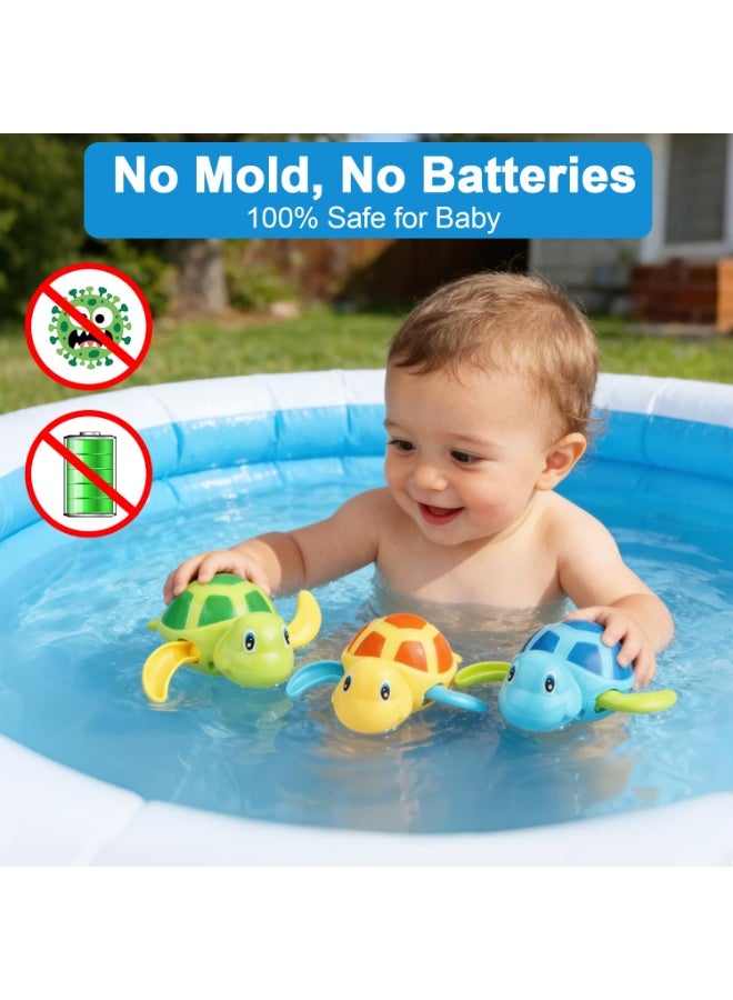 LEBOCADO [Pack of 3] Baby Bath Toys - Cute Wind-Up Swimming Turtle Water Toys for Toddlers & Kids (1-5 Years), BPA-Free Floating Bathtub & Pool Toys for Boys & Girls - Image 4